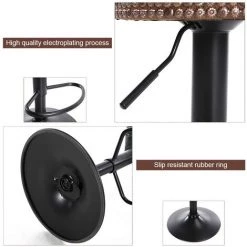 UNHO Lot De 2 Tabouret De Bar Industriel Réglable En Hauteur De 60-80cm Avec Dossier Et Repos-Pieds Siège De Bar En Bois Et Metal - Vin Rouge 10 UNHO Lot De 2 Tabouret De Bar Industriel Réglable En Hauteur De 60-80cm Avec Dossier Et Repos-Pieds Siège De Bar En Bois Et Metal - Vin Rouge -banc et tabouret Soldes Boutique 47363898 4