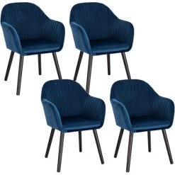 WOLTU Lot De 4 Chaises De Salle à Manger. Assise En Velours. Chaise Pour Cuisine/Salon/Café. Bleu