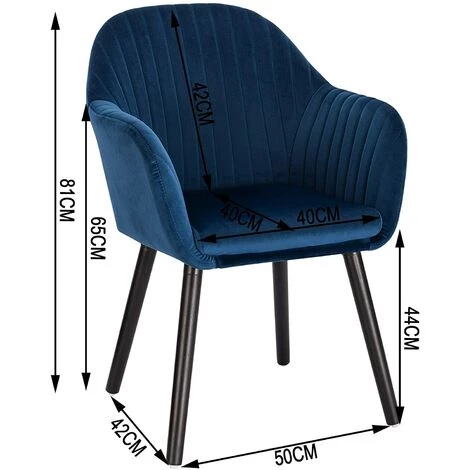 WOLTU Lot De 4 Chaises De Salle à Manger. Assise En Velours. Chaise Pour Cuisine/Salon/Café. Bleu 5 WOLTU Lot De 4 Chaises De Salle à Manger. Assise En Velours. Chaise Pour Cuisine/Salon/Café. Bleu – Image 3