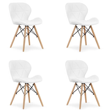 HUCOCO LAGOSK - Lot De 4 Chaises Similicuir Style Glamour Salon/salle à Manger - 73x47x38 Cm - Chaise De Salle à Manger - Blanc 3 HUCOCO LAGOSK - Lot De 4 Chaises Similicuir Style Glamour Salon/salle à Manger - 73x47x38 Cm - Chaise De Salle à Manger - Blanc