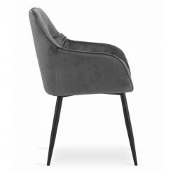 HUCOCO FORTO - Lot De 2 Chaises Style Glamour Salon/salle à Manger - 81x55.5x61 Cm - Fauteuil De Table En Velours - Gris -banc et tabouret Soldes Boutique 47505858 3