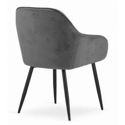 HUCOCO FORTO - Lot De 2 Chaises Style Glamour Salon/salle à Manger - 81x55.5x61 Cm - Fauteuil De Table En Velours - Gris -banc et tabouret Soldes Boutique 47505858 4