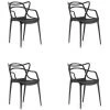 HUCOCO KATOI - Lot De 4 Chaises En PP Style Moderne - 82.5x55x54 Cm - Chaise De Salle à Manger - Noir -banc et tabouret Soldes Boutique 47506147 1