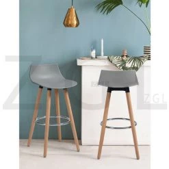 HOMEINBOX 5003 Lot De 2 Tabourets De Bar Scandinaves En Bois Gris En Plastique