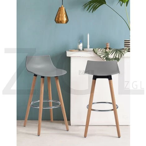 HOMEINBOX 5003 Lot De 2 Tabourets De Bar Scandinaves En Bois Gris En Plastique 3 HOMEINBOX 5003 Lot De 2 Tabourets De Bar Scandinaves En Bois Gris En Plastique