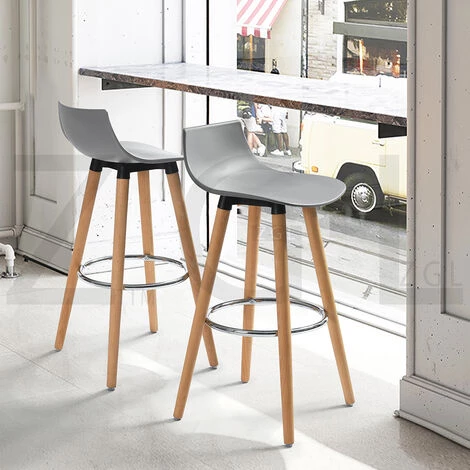 HOMEINBOX 5003 Lot De 2 Tabourets De Bar Scandinaves En Bois Gris En Plastique 4 HOMEINBOX 5003 Lot De 2 Tabourets De Bar Scandinaves En Bois Gris En Plastique – Image 2