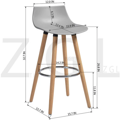 HOMEINBOX 5003 Lot De 2 Tabourets De Bar Scandinaves En Bois Gris En Plastique 7 HOMEINBOX 5003 Lot De 2 Tabourets De Bar Scandinaves En Bois Gris En Plastique – Image 5