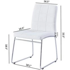 Lot De 2 Chaise à Manger, SICOTAS Chaises De Cuisine Avec Assise Et Dossier En Cuir Artificiel, Pieds En Chromé, Damier Motif,Blanc -banc et tabouret Soldes Boutique 47946304 3