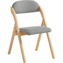 SoBuy FST92-N Chaise Pliante En Bois Avec Assise Et Dossier Rembourrés Fauteuil Chaise Pour Cuisine, Bureau, Etc.
