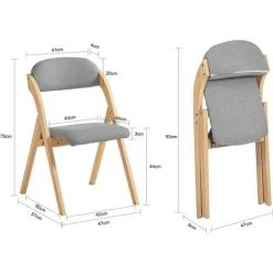 SoBuy FST92-N Chaise Pliante En Bois Avec Assise Et Dossier Rembourrés Fauteuil Chaise Pour Cuisine, Bureau, Etc. -banc et tabouret Soldes Boutique 47957295 3