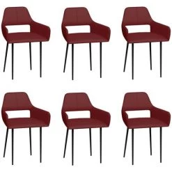 DéCOSHOP26 Lot De 6 Chaises De Salle à Manger Cuisine Design Moderne Similicuir Rouge Bordeaux - Or