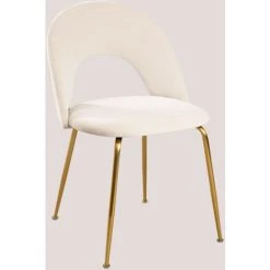 Chaise De Salle à Manger En Velours Glorys SKLUM Velours - Fer Beige Crème - Beige Crème