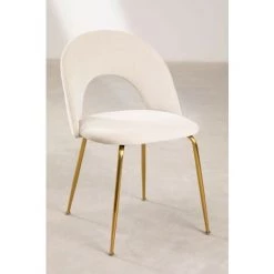 Chaise De Salle à Manger En Velours Glorys SKLUM Velours - Fer Beige Crème - Beige Crème -banc et tabouret Soldes Boutique 47999351 3