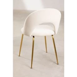 Chaise De Salle à Manger En Velours Glorys SKLUM Velours - Fer Beige Crème - Beige Crème -banc et tabouret Soldes Boutique 47999351 5