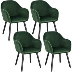 WOLTU Lot De 4 Chaises De Salle à Manger. Assise En Velours. Chaise Pour Cuisine/Salon/Café. Vert Foncé
