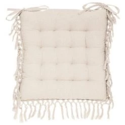 Lot De 4 Galettes De Chaise Carrées Coloris Ivoire En Coton - Longueur 40 X Profondeur 40 X Hauteur 5 Cm -PEGANE-