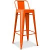 PRIVATEFLOOR Tabouret De Bar Avec Petit Dossier Stylix Design Industriel En Métal - 76 Cm - Nouvelle édition Orange - Fer, Metal - Orange -banc et tabouret Soldes Boutique 48696291 1