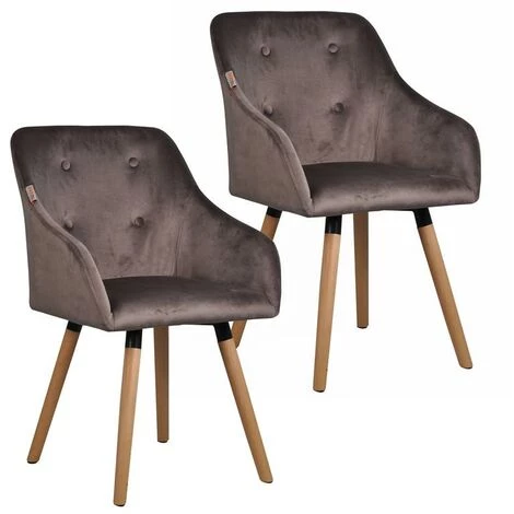 ESTEXO Chaise De Salle à Manger En Bois Chaise De Cuisine Ensemble De 2 Vintage Tissu Gris Foncé Velours 3 ESTEXO Chaise De Salle à Manger En Bois Chaise De Cuisine Ensemble De 2 Vintage Tissu Gris Foncé Velours