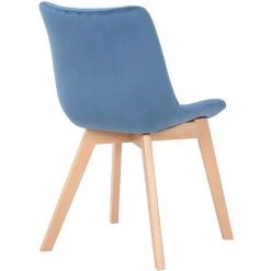 CLP Chaise De Salle à Manger Passaic En Velours Avec Pieds En Bois De Hêtre Bleu -banc et tabouret Soldes Boutique 48789116 4