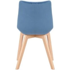 CLP Chaise De Salle à Manger Passaic En Velours Avec Pieds En Bois De Hêtre Bleu -banc et tabouret Soldes Boutique 48789116 5