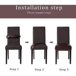 TINOR Housse De Chaise En Similicuir Extensible Couverture De Chaise De Salle à Manger Bureau Hôtel Mariage ,Marron,2 Pieces -banc et tabouret Soldes Boutique 48804195 5