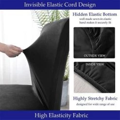 TINOR Lot De 2 Housses De Chaise De Salle à Manger En Velours Pour Salle à Manger - Noir -banc et tabouret Soldes Boutique 48804196 3