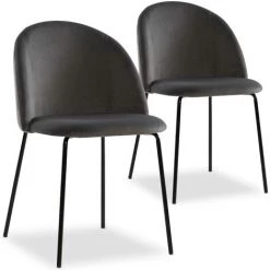COTECOSY Lot De 2 Chaises Didoc Velours Gris - Gris