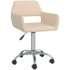 VidaXL Chaise Pivotante De Salle à Manger Crème Tissu - Crème