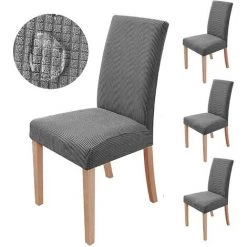LITREVE 6 Pcs Housses De Chaise Couverture De Chaise De Salle à Manger Extensible Protection De Chaise Gris