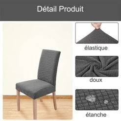 LITREVE 6 Pcs Housses De Chaise Couverture De Chaise De Salle à Manger Extensible Protection De Chaise Gris 8 LITREVE 6 Pcs Housses De Chaise Couverture De Chaise De Salle à Manger Extensible Protection De Chaise Gris -banc et tabouret Soldes Boutique 49149581 3