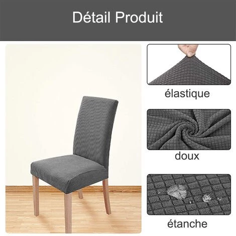LITREVE 6 Pcs Housses De Chaise Couverture De Chaise De Salle à Manger Extensible Protection De Chaise Gris 5 LITREVE 6 Pcs Housses De Chaise Couverture De Chaise De Salle à Manger Extensible Protection De Chaise Gris – Image 3