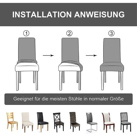 LITREVE 6 Pcs Housses De Chaise Couverture De Chaise De Salle à Manger Extensible Protection De Chaise Gris 6 LITREVE 6 Pcs Housses De Chaise Couverture De Chaise De Salle à Manger Extensible Protection De Chaise Gris – Image 4