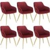 WOLTU Lot De 6 Chaises De Salle à Manger Avec Accoudoirs.Chaise De Salon.Structure En Métal Et Assise En Velours.Bordeaux