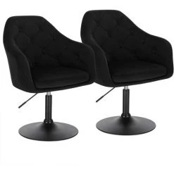 WOLTU 2x Fauteuil De Bar En Velours Et Métal.Tabouret De Bar Hauteur Réglable. 47x41cm. Noir
