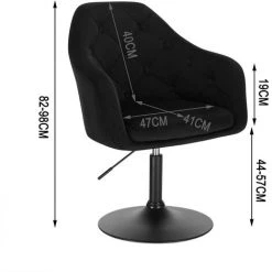 WOLTU 2x Fauteuil De Bar En Velours Et Métal.Tabouret De Bar Hauteur Réglable. 47x41cm. Noir -banc et tabouret Soldes Boutique 49240437 3