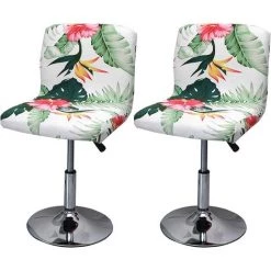ECHOO Housse De Tabouret De Bar Extensible, 2PCS Housse De Chaise Haute Imprimée Pour Bar Couvre De Chaise De Salle à Manger Haute, Protecteur De Siège De Chaise De Salle à Manger #16 Chaise Non Incluse