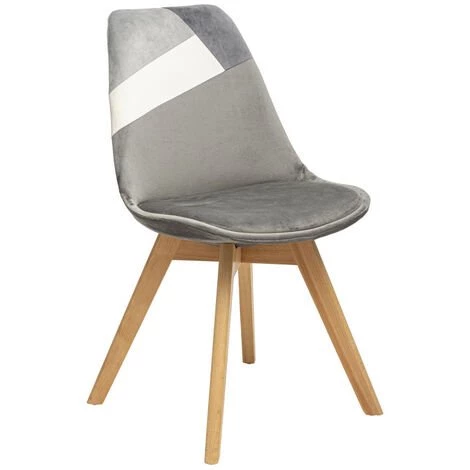 Chaises Style Scandinave "baya Patchwork" Atmosphera - Gris 3 Chaises Style Scandinave "baya Patchwork" Atmosphera - Gris