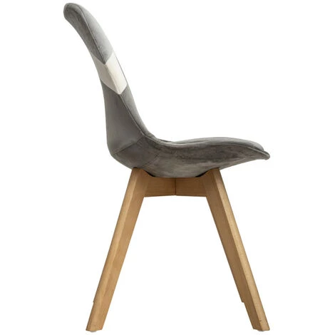 Chaises Style Scandinave "baya Patchwork" Atmosphera - Gris 4 Chaises Style Scandinave "baya Patchwork" Atmosphera - Gris – Image 2