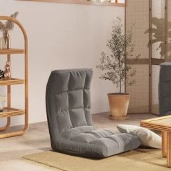 Chaise Pliable De Sol Tissu Gris Clair VidaXL