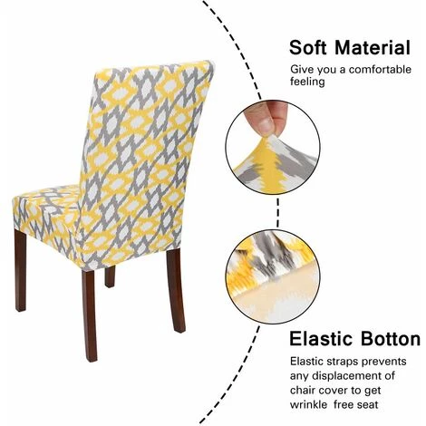 ECHOO Housse De Chaise 4/6 Pièces Couverture De Chaise Universelle Facile à Nettoyer Et Durable Pour Hôtels, Fêtes, Maison, Restaurants, Cuisines (Géométrie Jaune-Gris, 4 Pièces) 5 ECHOO Housse De Chaise 4/6 Pièces Couverture De Chaise Universelle Facile à Nettoyer Et Durable Pour Hôtels, Fêtes, Maison, Restaurants, Cuisines (Géométrie Jaune-Gris, 4 Pièces) – Image 3
