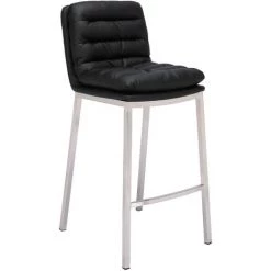 CLP Tabouret De Bar Dundalk En Similicuir Avec Repose-pieds Noir Acier Affiné