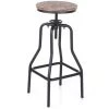 IKayaa Tabouret De Bar Pivotant Réglable En Hauteur De Style Industriel Avec Dessus En Pin Naturel, Cuisine à Manger, Chaise De Petit Déjeuner -banc et tabouret Soldes Boutique 49636206 1