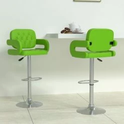 Tabourets De Bar Similicuir 2 Pcs Vert VidaXL