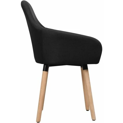 Chaises De Salle à Manger 2 Pcs Noir Tissu VidaXL 5 Chaises De Salle à Manger 2 Pcs Noir Tissu VidaXL – Image 3