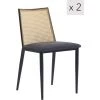 NORDLYS Lot De 2 Chaises De Salle A Manger Industrielles Metal Cannage Rotin Simili Cuir - Noir 1 NORDLYS Lot De 2 Chaises De Salle A Manger Industrielles Metal Cannage Rotin Simili Cuir - Noir -banc et tabouret Soldes Boutique 49818835 1