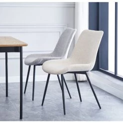 NORDLYS Lot De 2 Chaises De Salle A Manger Scandinaves Pieds Metal Noir Tissu - Gris 9 NORDLYS Lot De 2 Chaises De Salle A Manger Scandinaves Pieds Metal Noir Tissu - Gris -banc et tabouret Soldes Boutique 49818839 3