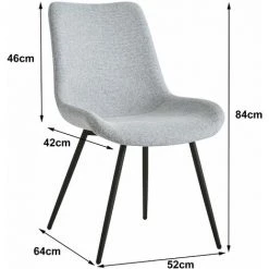 NORDLYS Lot De 2 Chaises De Salle A Manger Scandinaves Pieds Metal Noir Tissu - Gris 11 NORDLYS Lot De 2 Chaises De Salle A Manger Scandinaves Pieds Metal Noir Tissu - Gris -banc et tabouret Soldes Boutique 49818839 5