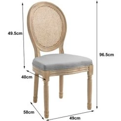 NORDLYS Lot De 2 Chaises Classiques Salle A Manger Cannage Rotin Tissu Bois - Gris -banc et tabouret Soldes Boutique 49818855 5