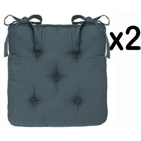 Lot De 2 Galettes De Chaise 5 Boutons Coloris Orage, 38 X 38 Cm. Epaisseur 8 Cm -PEGANE- 3 Lot De 2 Galettes De Chaise 5 Boutons Coloris Orage, 38 X 38 Cm. Epaisseur 8 Cm -PEGANE-