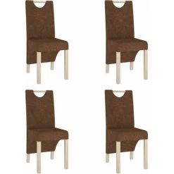 Chaises De Salle à Manger Marron Similicuir Daim 4 Pcs VidaXL -banc et tabouret Soldes Boutique 49924378 2